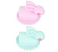 HOMSFOU 2pcs Bath Brush Soft Silicone Scalp Massager and Head Cleaning Brush for Newborns with Gentle Massage Function, Includes Light Green and Pink Colors for Hair Care