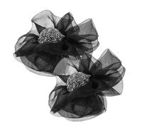HOMSFOU 2pcs Black Fabric Rose Shoe Clips Detachable Floral High Heel Shoe Decorations for Wedding DIY Rhinestone Embellishment Accessories