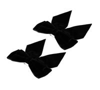 HOMSFOU 2pcs Black Velvet Bow Tie Brooch Double-layer Pre-tied Bowknot Pin for Men Lapel Decoration Wedding Party Accessories