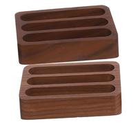 HOMSFOU 2pcs Black Walnut Wood Business Card Holder with Slots Compact Desktop Organizer for Office and Home Elegant Small Storage Box for Efficient Card Display and Quick Retrieval
