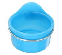 HOMSFOU 2pcs Blue Plastic Bird Food Dispenser Bowls for Parrot Cage Hanging Feeding Cups for Cockatiels and Small Birds
