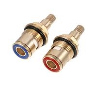 HOMSFOU 2pcs Brass Faucet Valves Replacement Ceramic Disc Tap Cartridges for Hot Cold Water Mixer Leak-Resistant Copper Tap Repair Kit for Bathroom Kitchen