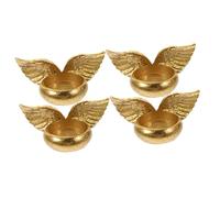 HOMSFOU 2pcs Candle Holder Sets Angel Wing Design Resin Desktop Candlestick Living Room Decorative Candle Stick