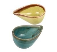 HOMSFOU 2pcs Ceramic Aroma Blending Bowls Ice Crackle Glaze Essential Oil Dishes for Beauty Salon and Home Spa Face Mask Mixing Bowls Green and Blue Colors