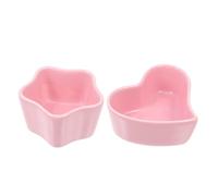 HOMSFOU 2pcs Ceramic Small Pet Food Bowls for Hamsters and Bunnies, Bite-resistant Non-spill Feeding Dishes, Miniature Water and Food Containers Lucky Star and Heart Shapes, Suitable