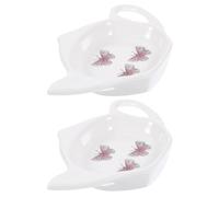 HOMSFOU 2pcs Ceramic Tea Bag Coasters Teapot-Shaped Mini Plates Dipping Sauces Dish Household Tea Bag Holders for Afternoon and Party Use