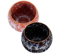 HOMSFOU 2pcs Ceramic Teacup Set Dragon Egg Starry Glaze Mini Tea Cups Household Multi-Function Espresso Mug for Office and Tea House Use