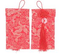 HOMSFOU 2pcs Chinese Style Red Envelope Money Pocket Jade Button Large Satin Traditional Wedding Decorative for Wedding and Party Supplies