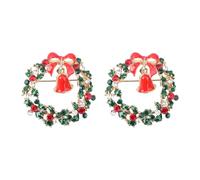 HOMSFOU 2pcs Christmas Brooch Set with Wreath and Bell Design, Alloy Lapel Pins for Festival Clothes Decoration, Xmas Corsage Accessories for Women’s Holiday Outfits