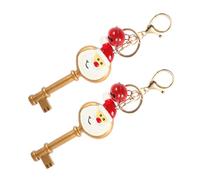 HOMSFOU 2Pcs Christmas Hanging Pendant Santa Claus Key Decorations Golden Festival Door Ornaments for Home Party Garden Wall Porch Tree Classic Holiday Scene Props