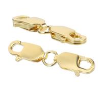 HOMSFOU 2Pcs Double Lobster Claw Clasps Gold DIY Jewelry Making Connectors for Bracelets Necklaces Easy Use Lobster Buckle Extenders with Jump Rings for Secure Chain Fastening