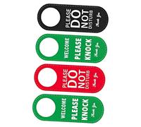 HOMSFOU 2Pcs Double Sided Do Not Disturb Door Hanger Sign with Please Knock Indicator Leather Hotel Room Privacy Sign for Offices Meeting Rooms Clinics Therapy Massage Red Green Black