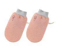 HOMSFOU 2pcs Double-sided Red Exfoliating Bath Gloves, Thicken Shower Scrubbing Mitts for Body and Back, Comfortable Foaming Hand Covers for Home Bathing and Dead Skin Removal