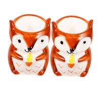 HOMSFOU 2pcs Egg Cup Holder Ceramic Egg Cups Porcelain Organizers Fridge Rack Boiled Stand Chicken Cute Mugs Fox Planter Pot Owl