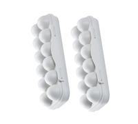 HOMSFOU 2pcs Egg Storage Box for Refrigerator 12-compartment Gray Egg Container Fridge Holder Kitchen Tray Food Preservation Organizer