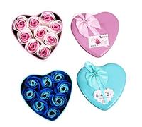 HOMSFOU 2pcs Exquisite Inch Anniversary Floral Shaped Color Women White X Day Case in Lovers Creative Scented Flower Tin Assorted Rose Soap Pink Wife Festival Mothers