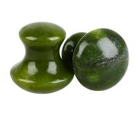HOMSFOU 2pcs Facial Massage Stones Mushroom Shaped Green Jade Beauty Massaging Tools for Face and Meridian Therapy Relaxation Spa Care
