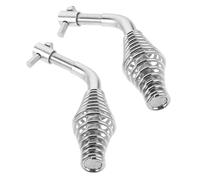 HOMSFOU 2pcs Fireplace Door Handles Replacement for Wood Burning Stove with Spring Grip Rod, Heavy-Duty Pull Handles for Coal Furnace and BBQ Smoker, Stove Accessory Parts for Home Heating