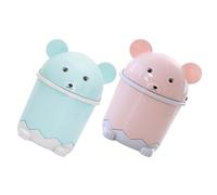 HOMSFOU 2pcs Flip-top Desktop Trash Cans with Lid, Thickened Cartoon Garbage Bins for Bathroom and Living Room, Home and Office Wastebaskets in Blue and Pink