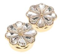 HOMSFOU 2pcs Floral Crystal Cufflinks Flower Shirt Button Covers with Rhinestones Alloy Base Sparkling Accessories for Women’s Dress Shirts Wedding Anniversary