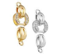 HOMSFOU 2pcs Fold Over Clasp Gold Silver Double End Buckle Clasps for Jewelry Making DIY Bracelet Necklace Connectors with Fade-Resistant Finish and Easy Closure Mechanism