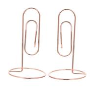 HOMSFOU 2pcs Gold Metal Memo Holders Vertical Note and Photo Display Clips Compact Stand for Business Cards Tickets Table Numbers Office and Event Use