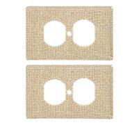 HOMSFOU 2pcs Golden Rhinestones Outlet Covers and Decorative Switch Plates for Electrical Wall Socket, Bling Wall Plate Covers for Living Room and Office Decor