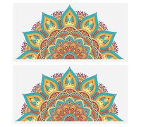 HOMSFOU 2pcs Half Wall Decals Wall Stickers Vinyl Wall Decal Boho Flower Wall Sticker Floral Wall Art Mural for Bedroom Living Room Decor