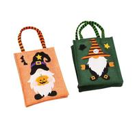 HOMSFOU 2pcs Halloween Treat Bags for Gifts Portable Linen Candy Pouch with Creative Design and Colour Matching Style for Family Party and Halloween Snacks