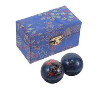 HOMSFOU 2pcs Hand Exercise Balls Massage Balls Enamel Blue for Work and Office, Enhanced Grip, Portable Therapeutic Aid for Elderly Men