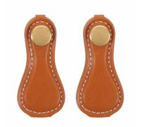 HOMSFOU 2pcs Handmade Retro PU Leather Drawer Pull Handles Ergonomic Single Hole Cabinet Knobs for Dressers Closets Wardrobes Kitchen Cabinets Comfortable Grip Replacement Hardware