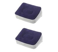 HOMSFOU 2pcs Inflatable Foot Rest Pillow Flocking PVC Travel Cushion for Outdoor Relaxation Grey Blue for Airplane Car Train and Home Use