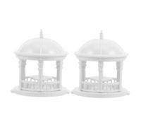 HOMSFOU 2pcs Intricate Fairy Garden Pagodas Round Pavilion Figurines for Dollhouse Zen Garden Micro Landscape Decor