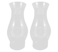 HOMSFOU 2pcs Kerosene Lamp Chimney Replacement Glass Shade with Fourclaw Support, Delivers Bright Glow and Withstands High Temperatures, for Power Outages and Vintage-Inspired Home Decor