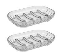 HOMSFOU 2pcs Kitchen Sink Soap Dish with Self-draining and Non-slip Pet Design, Easy Cleaning Bar Holder Tray for Bathroom and Shower Use