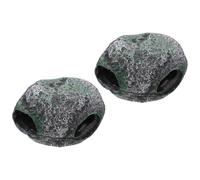 HOMSFOU 2pcs Large Resin Aquarium Turtle Cave Hideout for Cichlid Fish Tank and Lizard Habitat, Rock Style Fish Tank Accessory Suitable for Reptiles and Amphibians