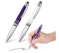 HOMSFOU 2pcs LED Flashlight Ballpoint Stylus Pens for Touch Screens Writing Pens with Replaceable Refills for Tablets and Smartphones Gift