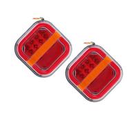 HOMSFOU 2pcs LED Trailer Tail Lights with Brake Turn Signal Square Light Guiding Design High Brightness Rear License Plate Lamps for Truck Tractor Rv Weather Resistant
