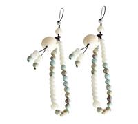 HOMSFOU 2pcs Loss Wristband Phone Charm Lanyard Chinese Style Buddha Pendant Beaded Wrist Strap for Women Durable Mobile Accessory for Keys Wallets Handbags Travel