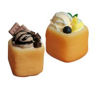HOMSFOU 2PCS Mini Food Realistic Ice Cream Toast Dollhouse Decor Safe Nontoxic Dessert Models for Pretend Play Micro Landscape Decoration