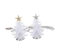 HOMSFOU 2pcs Mini LED Christmas Tree Lights Color Changing Acrylic Tabletop Night Lamp for Holiday Centerpiece Bedroom Decor with Warm Soft Glow