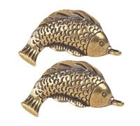 HOMSFOU 2PCS Mini Vintage Brass Fish Pendant Chinese Feng Shui Charm for DIY Jewelry Making Animal Beads for Bracelet Necklace Earrings Keychain Craft Symbol of Luck and Harmony