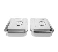 HOMSFOU 2pcs Nail Sanitation Tray Nail Instruments Tray 9.43x6.29x1.77in Stainless Steel Construction Prevents Clutter Thorough Soaking and Cleaning Home Users Clients Setting