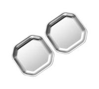 HOMSFOU 2Pcs Octagonal Dish Metal Dinner Dishes Appetizer Plates 4 inch Small Food Dishes Dessert Serving Trays Soy Sauce Dish Round Seasoning Plates Side Stainless Steel A Big Plate Mini