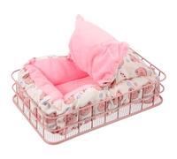 HOMSFOU 2pcs Pink Metal Frame Small Animal Cage Platform Nest with White Plush Pad, Funny Hamster Bed and Chinchilla for Rat, Squirrel, and Ferret Habitat Accessories