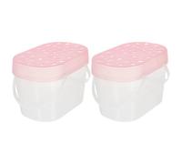 HOMSFOU 2pcs Portable Handheld Plastic Pet Carriers for Small Pets Hamsters and Turtles, Medium Size Pink Reptile Travel Boxes Suitable for Outdoor and Crawling Animals