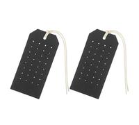 HOMSFOU 2pcs Pu Leather Double-sided Travel Earring Holder Organizer with Black Surface and Cream String, Small Portable Jewelry Display Stand for Selling