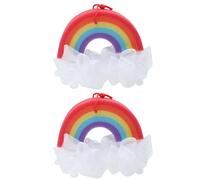 HOMSFOU 2pcs Rainbow Bubble Forming Bath Flowers Skin Exfoliating Scrubbers for Home Use, Soft Supple Shower Bath Sponges for Gentle Cleansing and Moisturizing