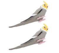 HOMSFOU 2pcs Realistic Cockatiel Parrot Figurines, Small Tropical Bird Sculpture Set for Educational Play, Artificial Parrot Ornament Decoration for Garden and Fairy Terrarium