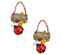 HOMSFOU 2pcs Resin Hanging Tag Ladybug Welcome Door Sign Red Resin Decorative Easy Hanging for Garden Home Decor